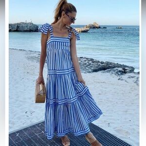 Zimmermann
Women's Blue Verity Stripe & Tiered Cotton Dress Sz 1